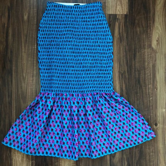 J. CREW Smocked Midi Skirt Monaco Blue Iris 00 - Picture 3 of 10